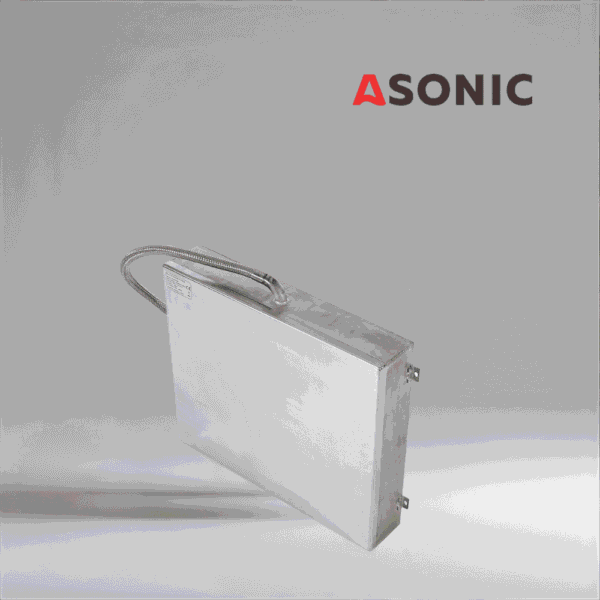 ASONIC IND-PLATE ultraljudsplatta, hållbar konstruktion i rostfritt stål för industriella ultraljudsrengöringsapplikationer.