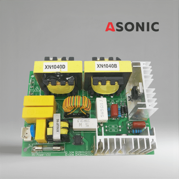 ASONIC PROmodel PCB 120W 40kHz, högpresterande strömkretskort för ultraljudsrengörare, som ger stabil effekt och tillförlitlighet.