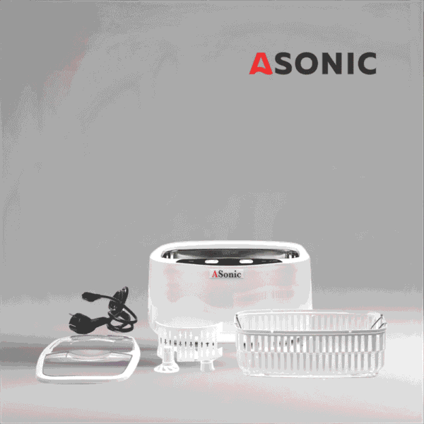 ASONIC HOME-2500 ultraljudsrengöringsmaskin, mångsidig enhet för glasögon, smycken och hushållsinstrument.