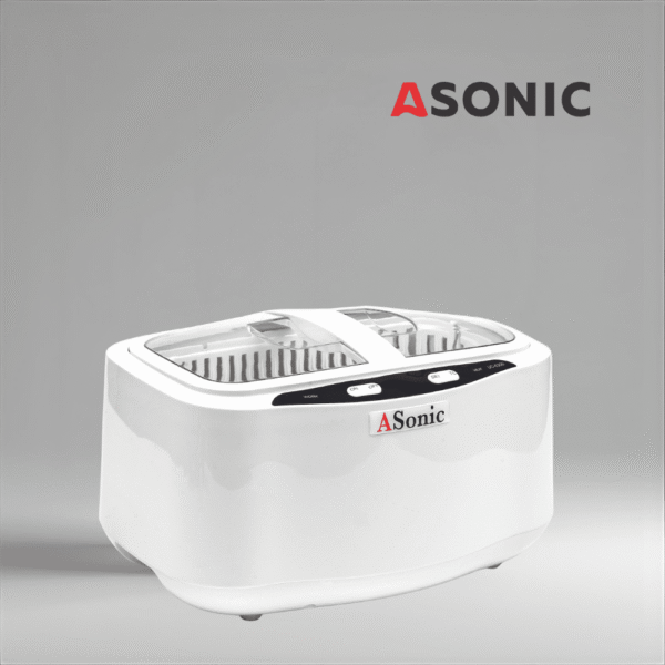 ASONIC HOME-2500 ultraljudsrengörare, enhet med stor kapacitet för smycken, verktyg, glasögon och hushållstillbehör.
