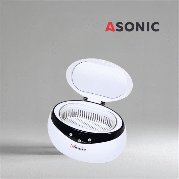 ASONIC HOME-650 ultraljudsrengörare, utformad för daglig hemmabruk, kompakt lösning för små tillbehör.