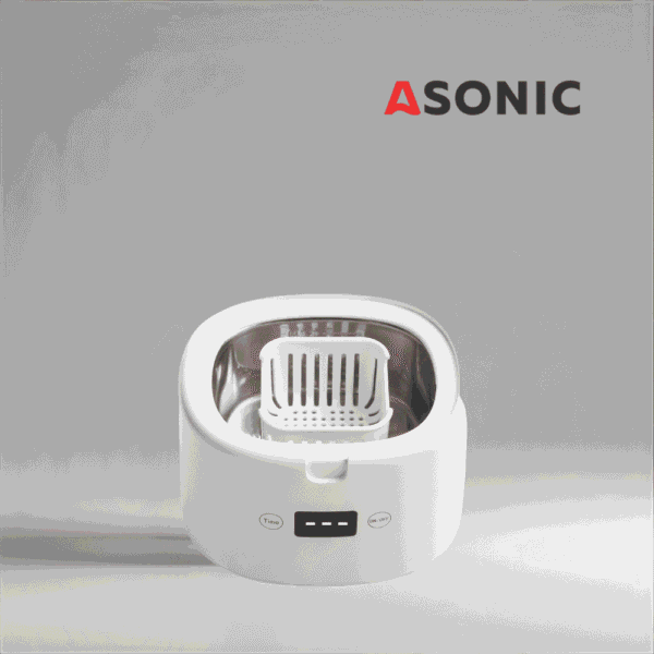 ASONIC HOME-dent ultraljudsrengörare, bärbar lösning för hemmet för tandproteser, tandställningar och smycken.