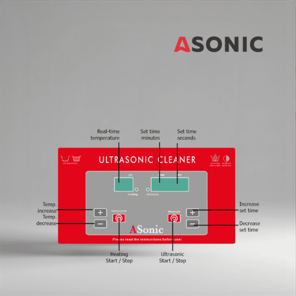 ASONIC PRO-30-40kHz-5 ASONIC PRO-30 ultraljudsrengörare, medelstor 40 kHz-enhet för smycken, glasögon och små hushållsredskap.