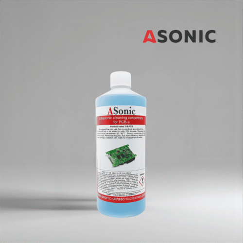 ASONIC PCB-1 ultraljudsrengöringsmedel, 1 liters lösning för säker och precis rengöring av kretskort och elektronik.