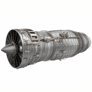 Flygplansmotor som visar hur ultraljudsrengöring används för precis rengöring av flygkomponenter.