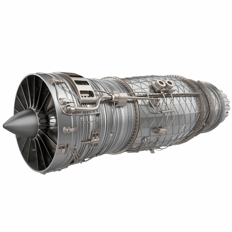 Flygplansmotor som visar hur ultraljudsrengöring används för precis rengöring av flygkomponenter.